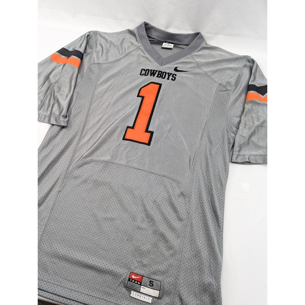 Oklahoma State Cowboys Jersey Mens Small Long Gray Nike Football NCAA Logo